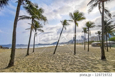 Copacabana Leme Beach Tropical Palm Trees Rio de Janeiro Brazil. 128719722