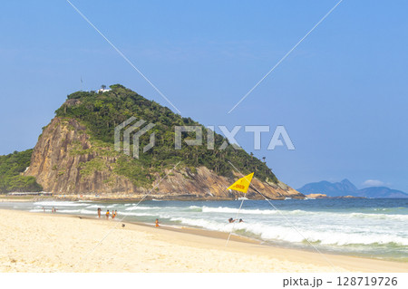 Leme Hill Rock and Beach in Rio de Janeiro Brazil. 128719726