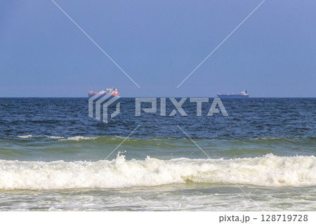 Copacabana Leme Beach Water and Waves Rio de Janeiro Brazil. 128719728