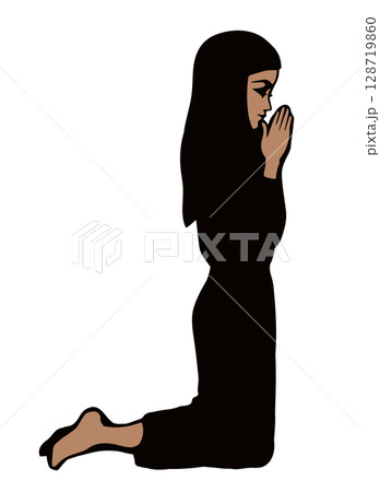 Vector image of the praying girl Vector image of the praying girl 128719860