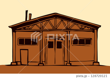 Entrance to the barn. Vector drawing Entrance to the barn. Vector drawing 128720121