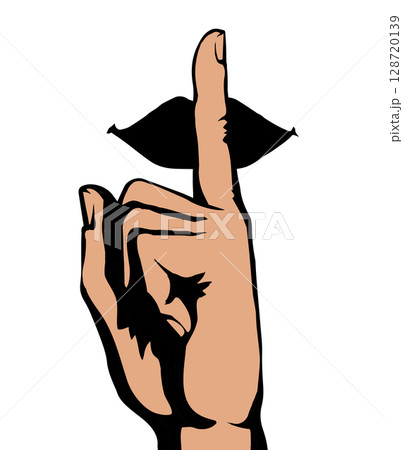 The finger shows quietly. Vector drawing The finger shows quietly. Vector drawing 128720139