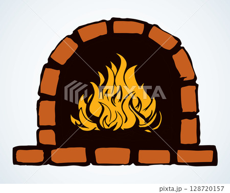 Old Russian stove. Vector drawing 128720157