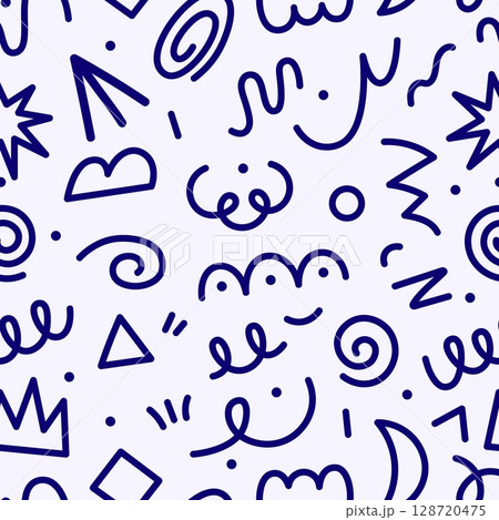 Abstract doodle lines and shapes seamless pattern. Decorative hand drawn print for fabric, web pages, wallpaper, wrapping. Simple form vector background Abstract doodle lines and shapes seamless pattern. Decorative hand drawn print for fabric, web pages, wallpaper, wrapping. Simple form vector background 128720475