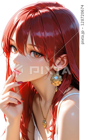 赤い髪の綺麗な女の子 128720674