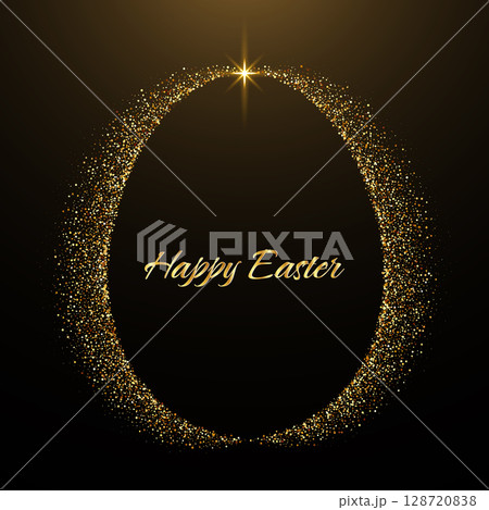 Easter egg frame. Gold glitter border. Elegant Easter decor. Easter egg frame. Gold glitter border. Elegant Easter decor. 128720838