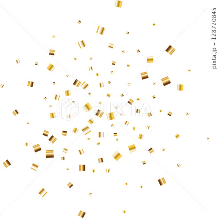 Confetti explosion. Golden serpentine ribbons frame design Confetti explosion. Golden serpentine ribbons frame design 128720845
