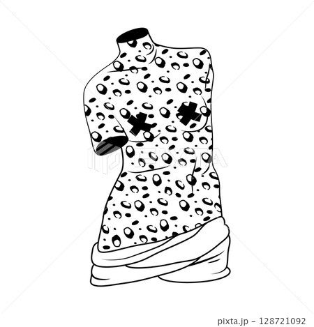 Woman statue torso or female monument body. Vector marble sculpture fragment. Antique sexual Greek art or classical Venus fragment. Greece piece or lady craft. History and sexuality, culture clipart. 128721092