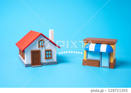 Interaction of housing and shops. Delivery of goods to the doorstep. Last-mile delivery, e-commerce logistics. Smart infrastructure. Consumer demand for home-based convenience services. Interaction of housing and shops. Delivery of goods to the doorstep. Last-mile delivery, e-commerce logistics. Smart infrastructure. Consumer demand for home-based convenience services. 128721303