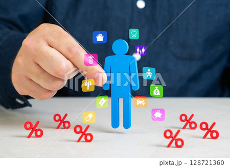 A person cannot cope with financial responsibilities and falls into debt. High expenses and low income. Mental stress, overspending, poor budgeting, and systemic economic pressures. 128721360