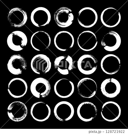 Grunge circles, brush strokes, lines, ink smudges, hand-drawn scribble shapes. Handmade sketchy marks, acrylic stains, charcoal streaks. Paint textures, dry brush effect. Vector illustration Grunge circles, brush strokes, lines, ink smudges, hand-drawn scribble shapes. Handmade sketchy marks, acrylic stains, charcoal streaks. Paint textures, dry brush effect. Vector illustration 128721922