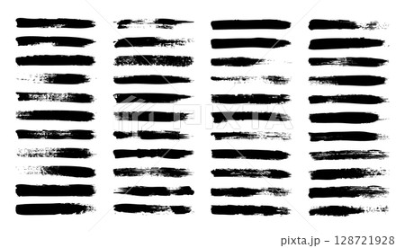Grunge brush strokes, lines, ink smudges, hand-drawn scribble shapes. Handmade sketchy marks, acrylic stains, charcoal streaks. Paint textures, dry brush effect. Marker underline. Vector illustration 128721928