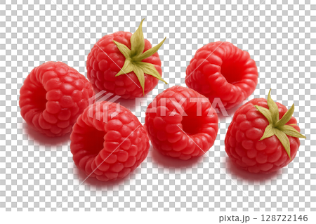 Fresh Raspberries Arranged Creatively on a White Background Showcasing Vibrant Color and Texture Fresh Raspberries Arranged Creatively on a White Background Showcasing Vibrant Color and Texture 128722146