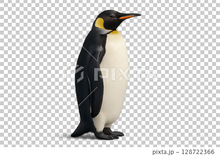 Majestic Emperor Penguin Standing Gracefully on White Background During Winter Months 128722366