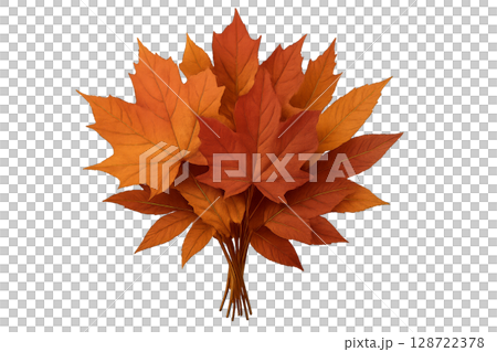 Colorful Autumn Leaves Arranged in a Decorative Bouquet for Seasonal Display 128722378