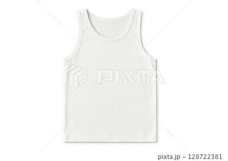 Simple White Tank Top Displayed on a Neutral Background for Casual Wear or Layering Options 128722381