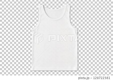 Simple White Tank Top Displayed on a Neutral Background for Casual Wear or Layering Options 128722381