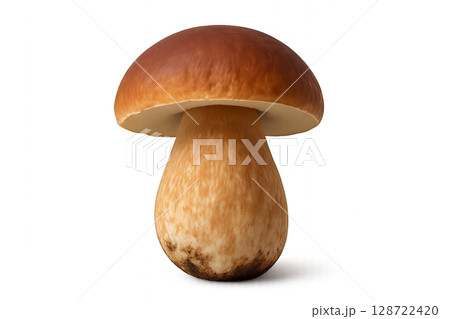 Mushroom With Brown Cap Growing in Natural Habitat in Daylight 128722420