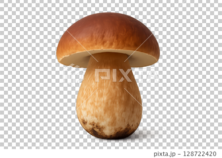 Mushroom With Brown Cap Growing in Natural Habitat in Daylight 128722420