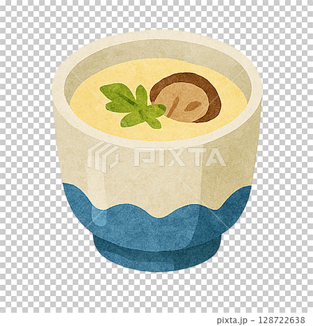 水彩風茶碗蒸しのイラスト 128722638