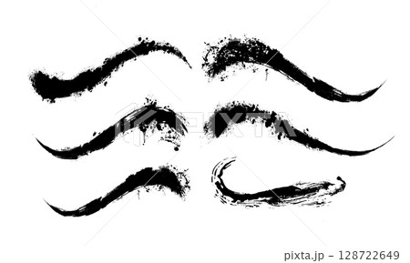 Black brush stroke set. ink black abstract paint stroke background. hand drawing. Not AI, Vector illustration. 128722649
