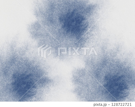 Blue watercolor circular shapes pattern textured paper high-quality texture background pastel dark light acrylic alcohol ink winter card template minimalistic 128722721