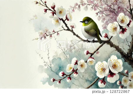 梅とメジロ 128722867