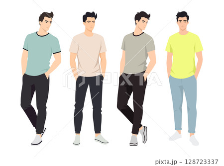 Men s Style and Fashion Trends. A collection of illustrated men wearing stylish outfits in various tones and styles, reflecting modern fashion trends. Men s Style and Fashion Trends. A collection of illustrated men wearing stylish outfits in various tones and styles, reflecting modern fashion trends. 128723337
