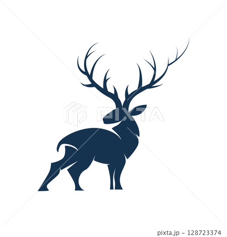deer logo design deer hunter concept with black silhouette illustration of simple minimalist animal product brand template 128723374