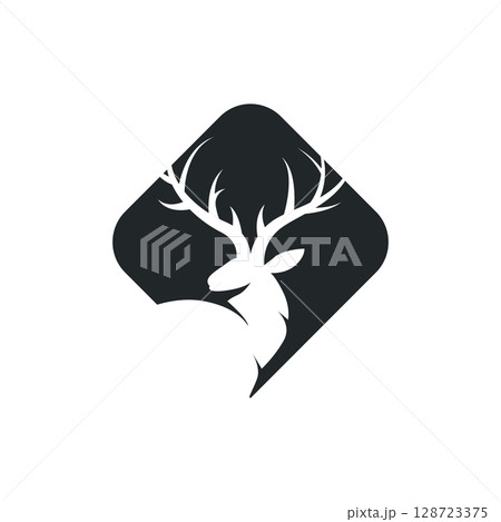 deer logo design deer hunter concept with black silhouette illustration of simple minimalist animal product brand template deer logo design deer hunter concept with black silhouette illustration of simple minimalist animal product brand template 128723375