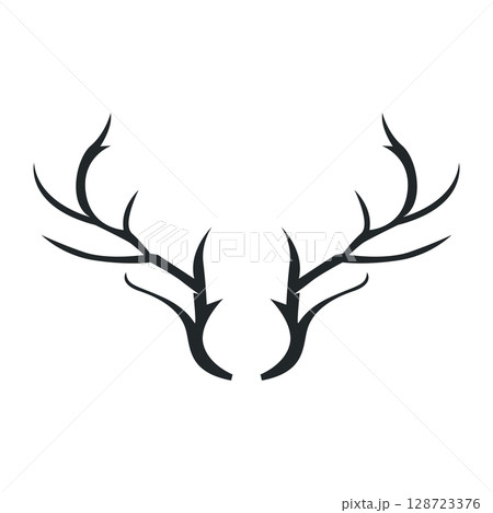 deer logo design deer hunter concept with black silhouette illustration of simple minimalist animal product brand template 128723376