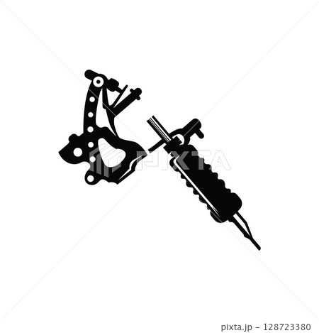 black silhouette illustration logo tattoo machine with vintage old retro minimalist concept template symbol tattoo studio design black silhouette illustration logo tattoo machine with vintage old retro minimalist concept template symbol tattoo studio design 128723380