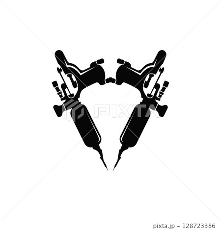 black silhouette illustration logo tattoo machine with vintage old retro minimalist concept template symbol tattoo studio design black silhouette illustration logo tattoo machine with vintage old retro minimalist concept template symbol tattoo studio design 128723386