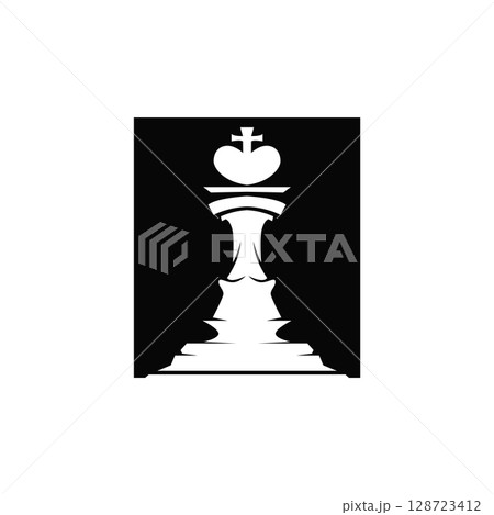 simple design chess logo chess game concept silhouette vintage retro template 128723412