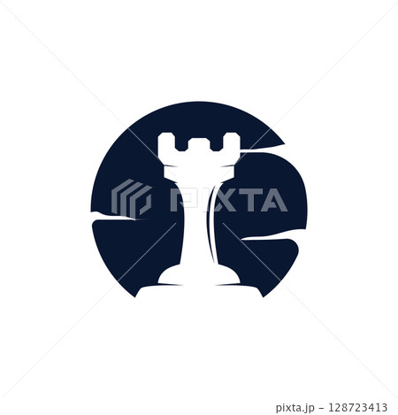 simple design chess logo chess game concept silhouette vintage retro template 128723413