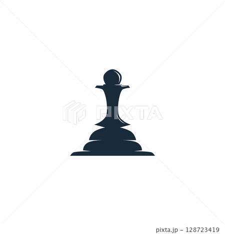 simple design chess logo chess game concept silhouette vintage retro template 128723419