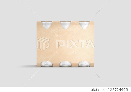 Blank craft six can cardboard pack mockup, grey background Blank craft six can cardboard pack mockup, grey background 128724496