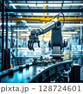 Industrial robotic arm assembling components in a modern manufacturing facility 128724601
