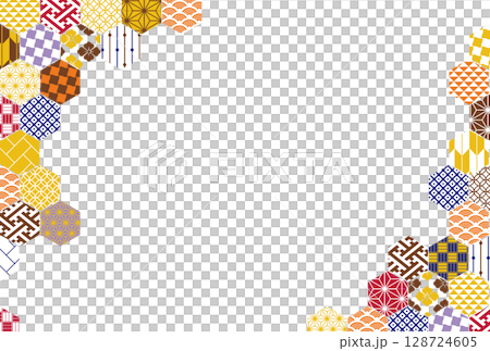 秋季色彩鮮豔的日本花紋背景圖 128724605