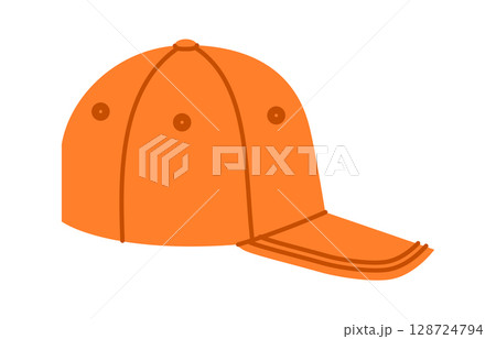 Fitted Cap Baseball Hat. Summer Head Fashion accessory clothing technical illustration. Vector headgear for Men 128724794