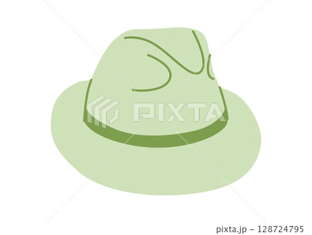 Panama Hat with band. Head Fashion accessory cap with narrow brim clothing technical illustration. 128724795