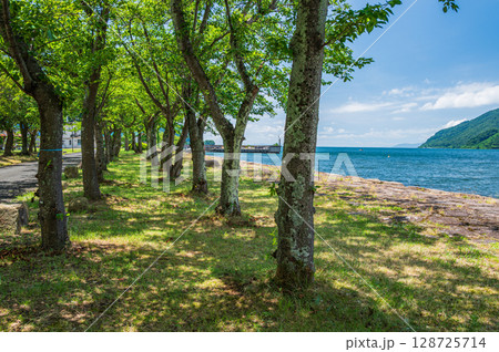 奥琵琶湖風景　滋賀県長浜市西浅井町大浦 128725714