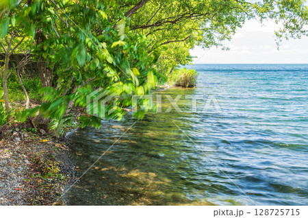 奥琵琶湖風景 滋賀県長浜市西浅井町大浦 奥琵琶湖風景 滋賀県長浜市西浅井町大浦 128725715