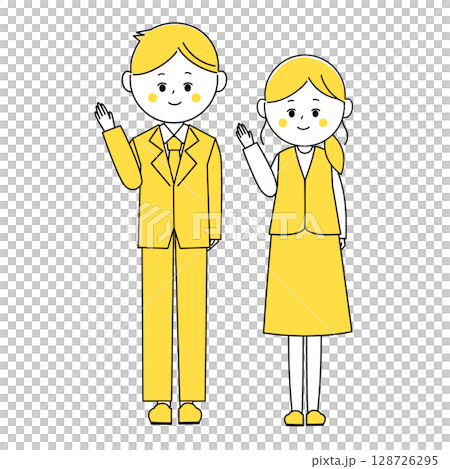 Illustration of male and female office workers giving directions Illustration of male and female office workers giving directions 128726295