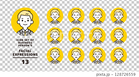 尋找工作的年輕男性的各種面部表情圖示集_圓形_向量 尋找工作的年輕男性的各種面部表情圖示集_圓形_向量 128726559