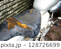 公園脇に放置されたバイク：シートが剥がれ朽ちた姿（東京） 128726699