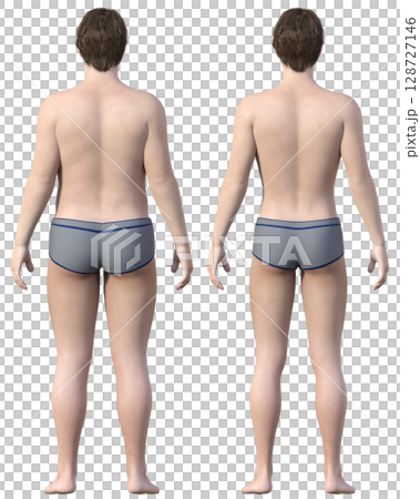 減肥前後胖子和瘦子背部比較圖3D模型 減肥前後胖子和瘦子背部比較圖3D模型 128727146