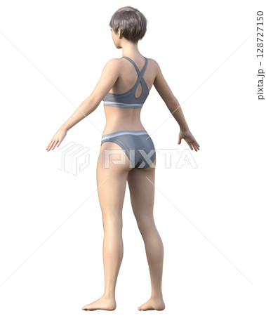 スリムで痩せた女性 全身斜め後ろ姿の3Dイラスト ダイエットビフォーアフターのイメージ スリムで痩せた女性 全身斜め後ろ姿の3Dイラスト ダイエットビフォーアフターのイメージ 128727150