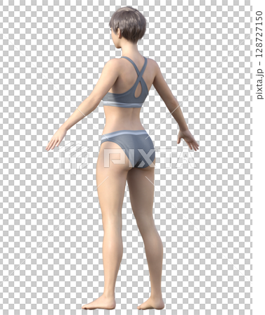 スリムで痩せた女性 全身斜め後ろ姿の3Dイラスト ダイエットビフォーアフターのイメージ スリムで痩せた女性 全身斜め後ろ姿の3Dイラスト ダイエットビフォーアフターのイメージ 128727150