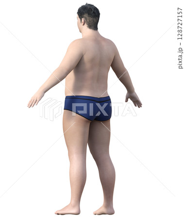 太った男性 全身斜め後ろ姿の3Dイラスト ダイエットビフォーアフターのイメージ 太った男性 全身斜め後ろ姿の3Dイラスト ダイエットビフォーアフターのイメージ 128727157